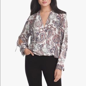 WHBM Paisley Printed Surplice Blouse NWT